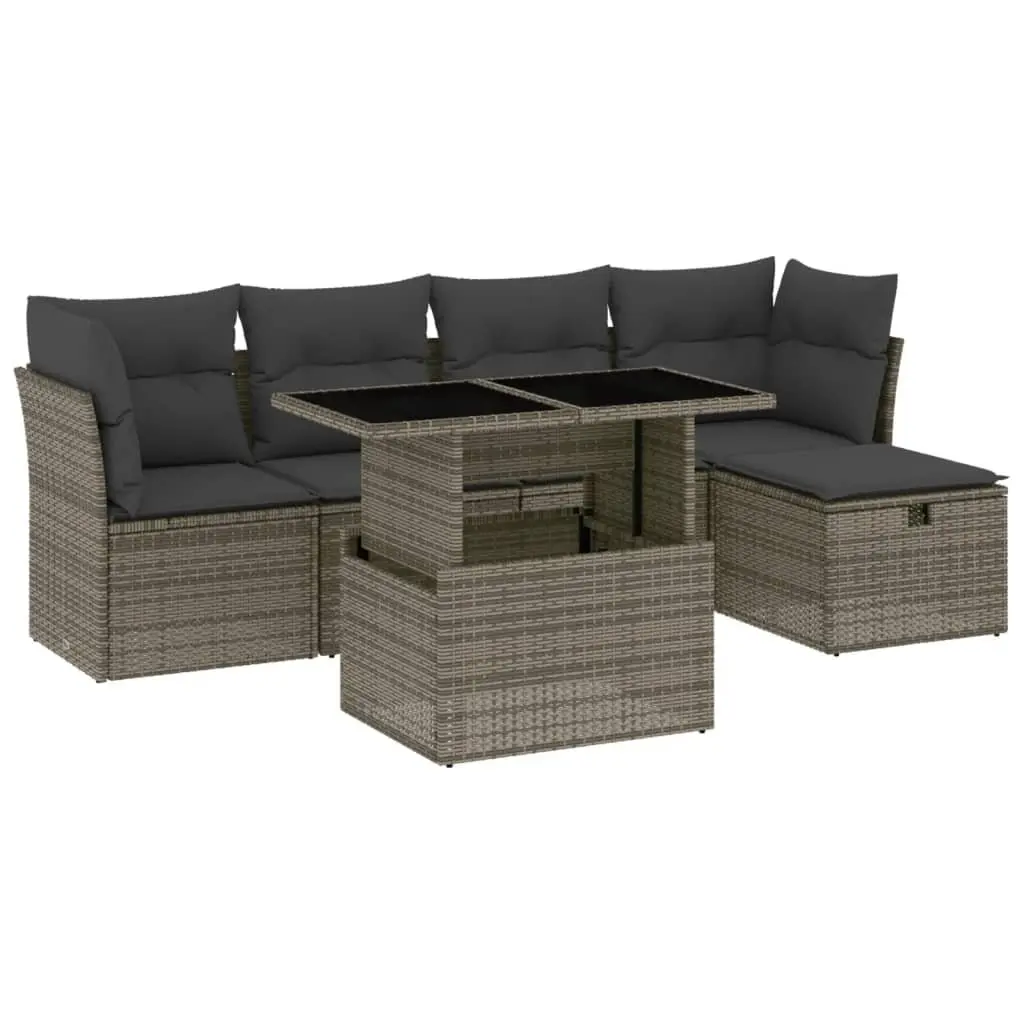 Garden Sofa Set 6 Piece Outdoor Furniture Patio Lounge Grey Poly Rattan Modular