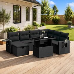 8 Piece Outdoor Garden Sofa Set Poly Rattan Furniture Patio Lounge Cushioned