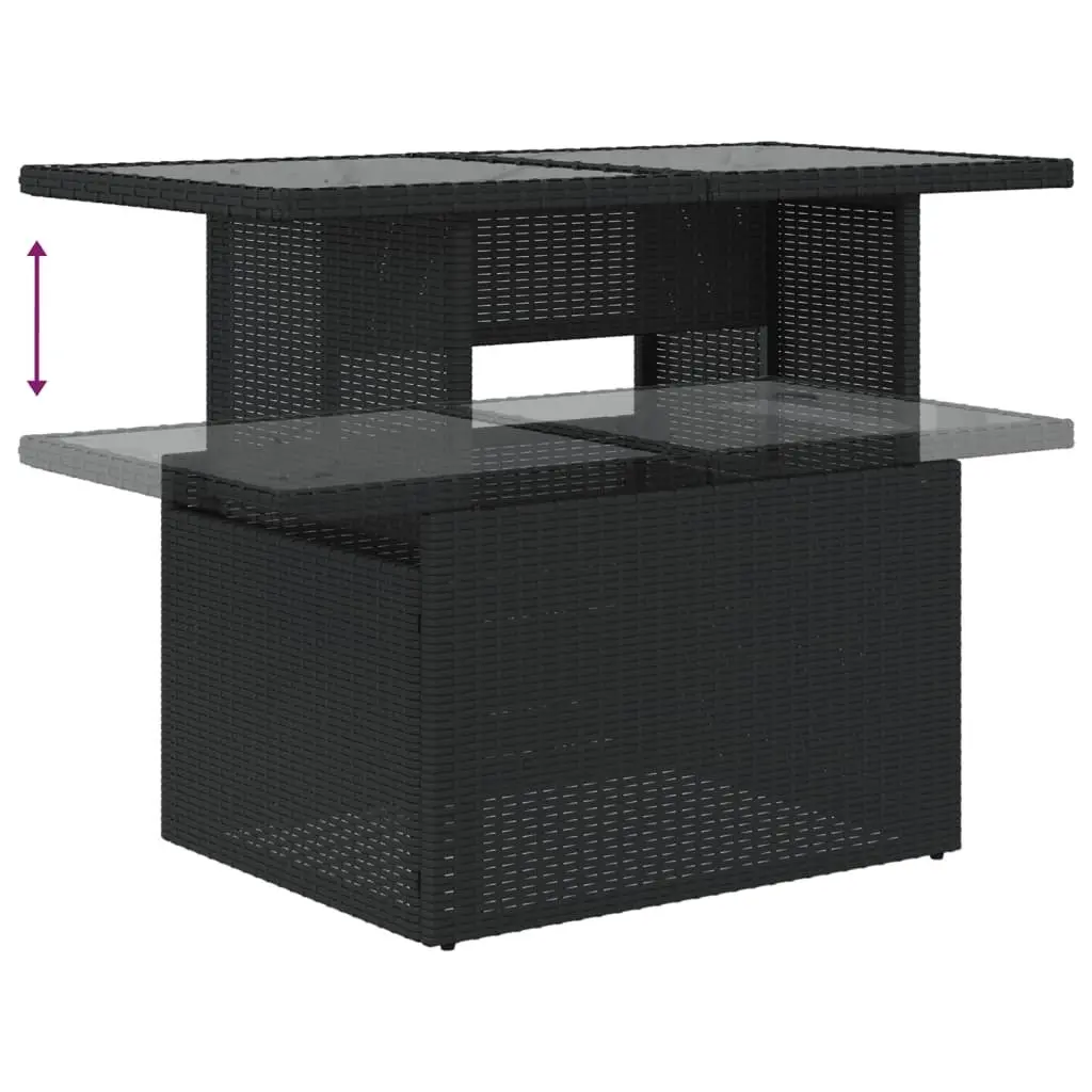 7 Piece Outdoor Garden Sofa Set with Cushions Black Poly Rattan Patio Furniture