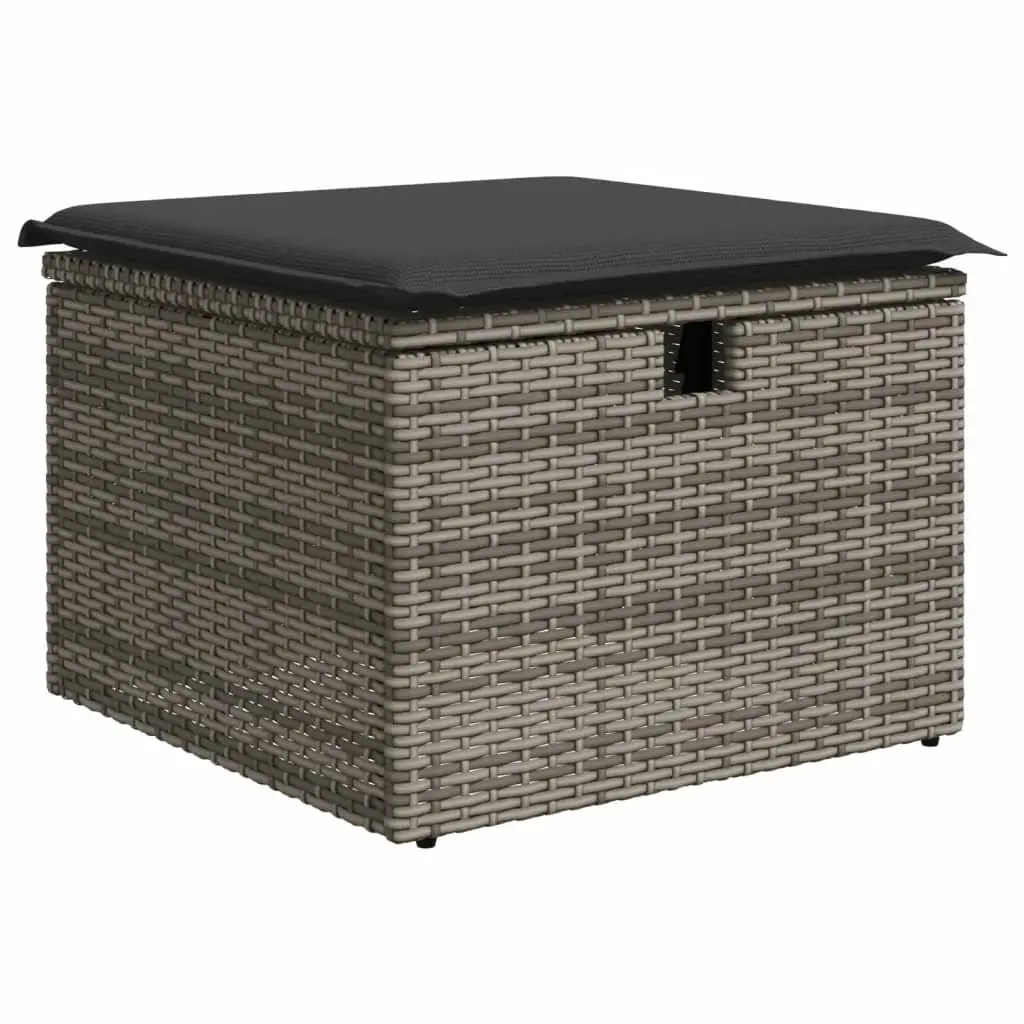 7 Piece Garden Sofa Set Outdoor Furniture Grey Poly Rattan with Cushions