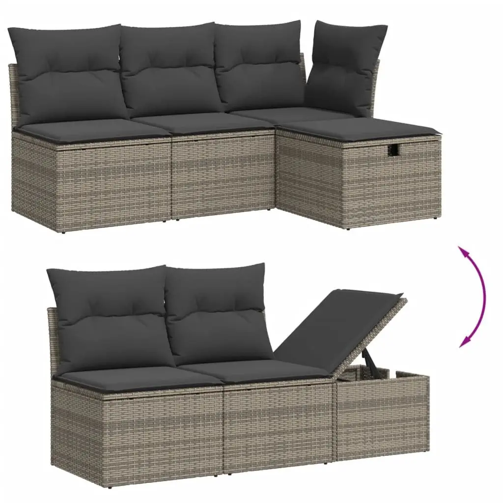 7 Piece Garden Sofa Set Outdoor Furniture Grey Poly Rattan with Cushions