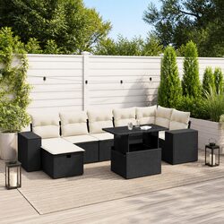 Garden Sofa Set 8 Piece Outdoor Furniture Patio Lounge with Cushions Black