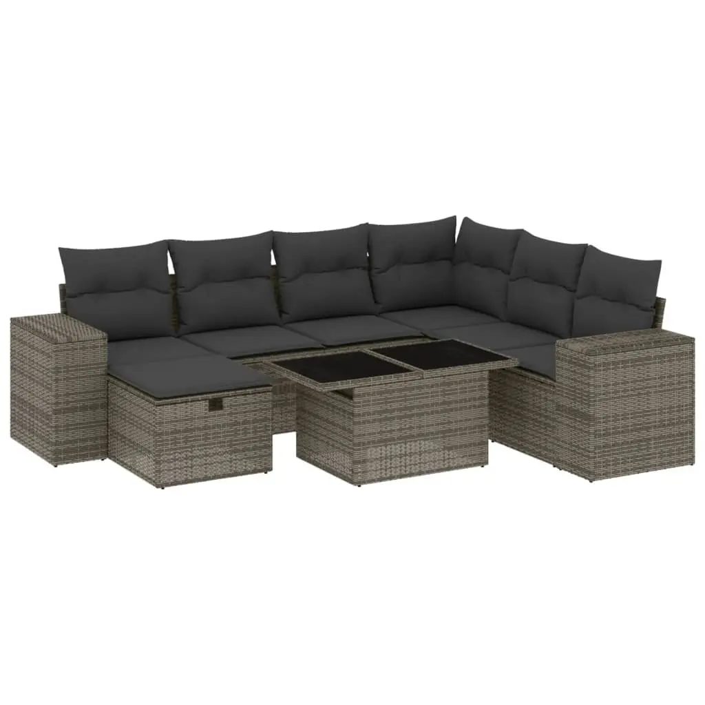 Garden Sofa Set 8 Piece Outdoor Furniture Grey Poly Rattan Modular Patio Lounge