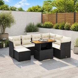 Garden Sofa Set 8 Piece Outdoor Furniture Patio Black Poly Rattan Modular