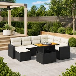 Garden Sofa Set 8 Piece Outdoor Furniture Patio Black Poly Rattan Modular Lounge