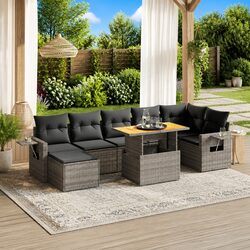 Garden Sofa Set 8 Piece Outdoor Furniture Patio Grey Poly Rattan Modular with