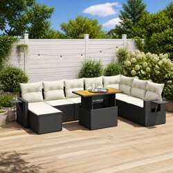 Garden Sofa Set 9 Piece Outdoor Furniture Patio Seating Black Poly Rattan