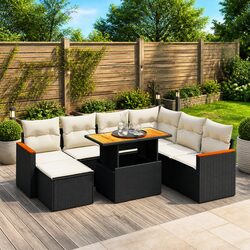 Garden Sofa Set 8 Piece Outdoor Furniture Patio Poly Rattan Black Modular