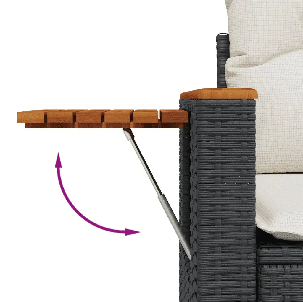 7 Piece Garden Sofa Set Outdoor Furniture Patio Black Poly Rattan Cushions