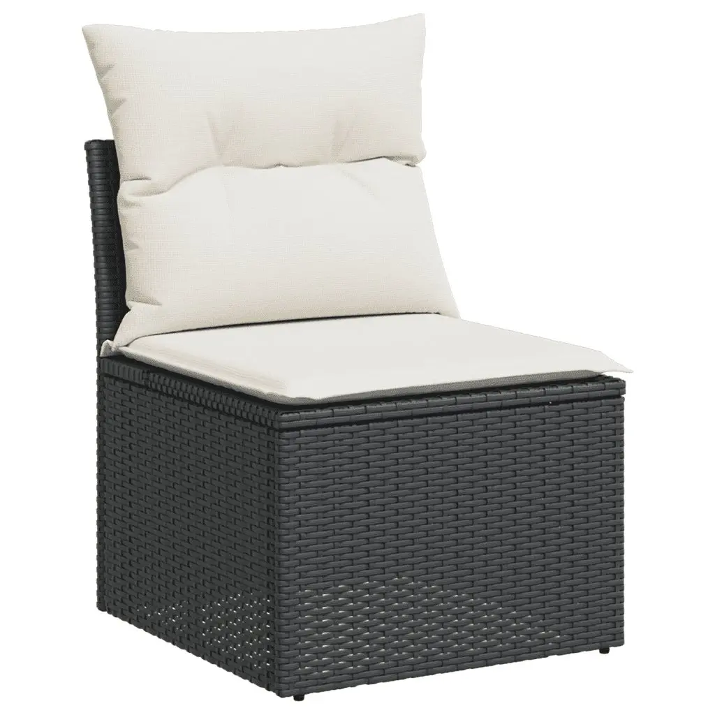 7 Piece Garden Sofa Set Outdoor Furniture Patio Black Poly Rattan Cushions