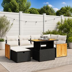 7 Piece Outdoor Sofa Set Black Garden Furniture Patio Lounge with Cushions