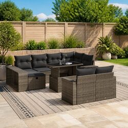 Garden Sofa Set 11 Piece Outdoor Furniture Lounge Grey Poly Rattan Modular