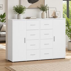 White Sideboard Storage Cabinet 60x31x84 cm Engineered Wood Furniture Set of 2