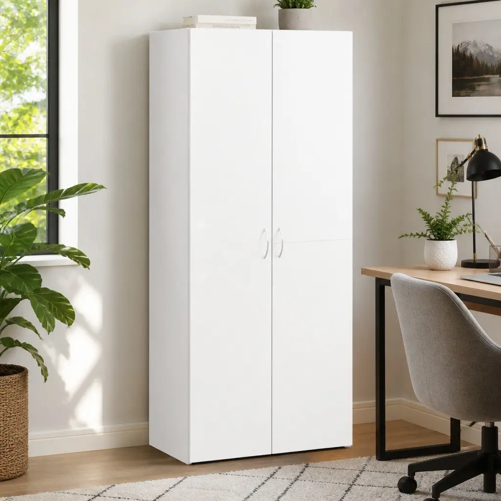 File Cabinet 4 Compartment Storage Engineered Wood White