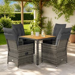 Garden Dining Set 5 Piece Outdoor Furniture Grey Poly Rattan with Cushions Patio