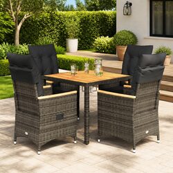 Garden Dining Set 5 Piece Outdoor Furniture Poly Rattan Grey Patio Seating