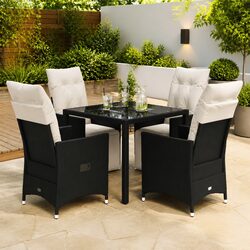 Garden Dining Set 5 Piece Outdoor Furniture Patio Rattan Chairs Table Cushions