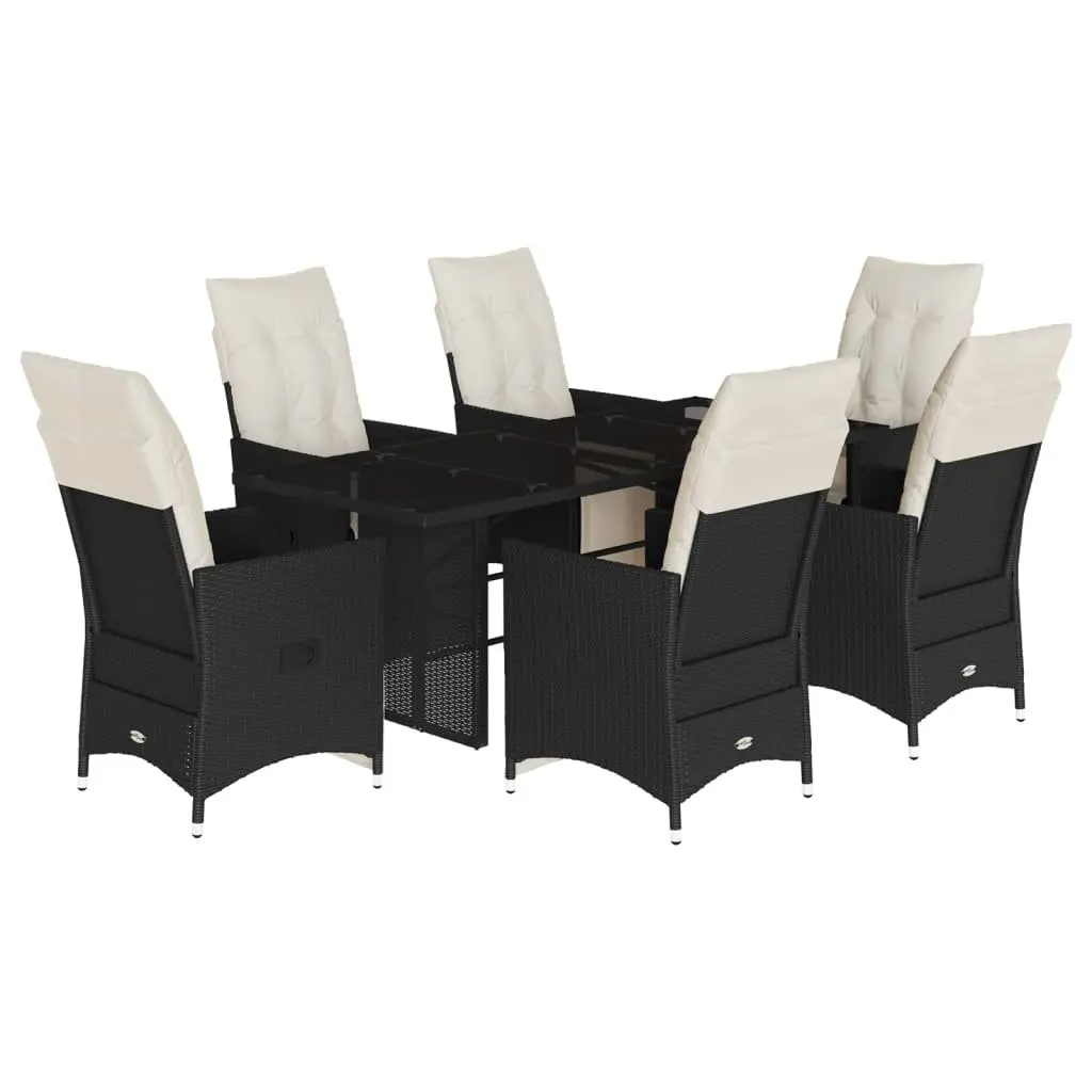 Outdoor Dining Set 7 Piece Garden Furniture Poly Rattan Chairs Table Black