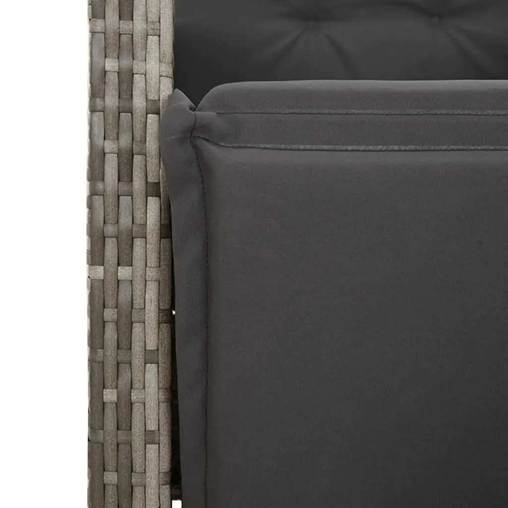 7 Piece Garden Bistro Set Grey Poly Rattan Outdoor Furniture with Cushions