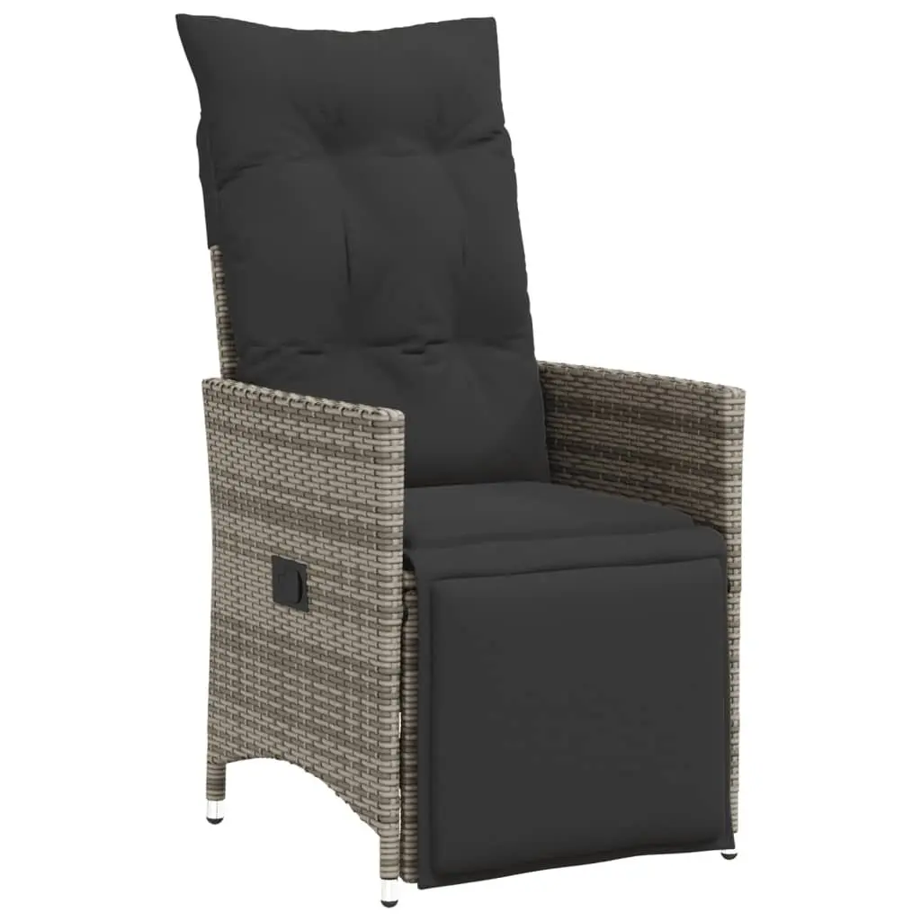 Garden Bistro Set 7 Piece Grey Poly Rattan Outdoor Furniture with Cushions