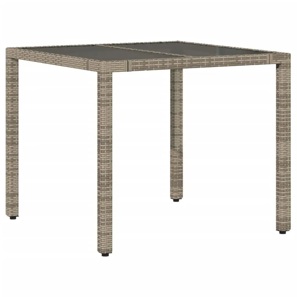 Garden Bistro Set 5 Piece Outdoor Furniture Grey Poly Rattan with Cushions Table