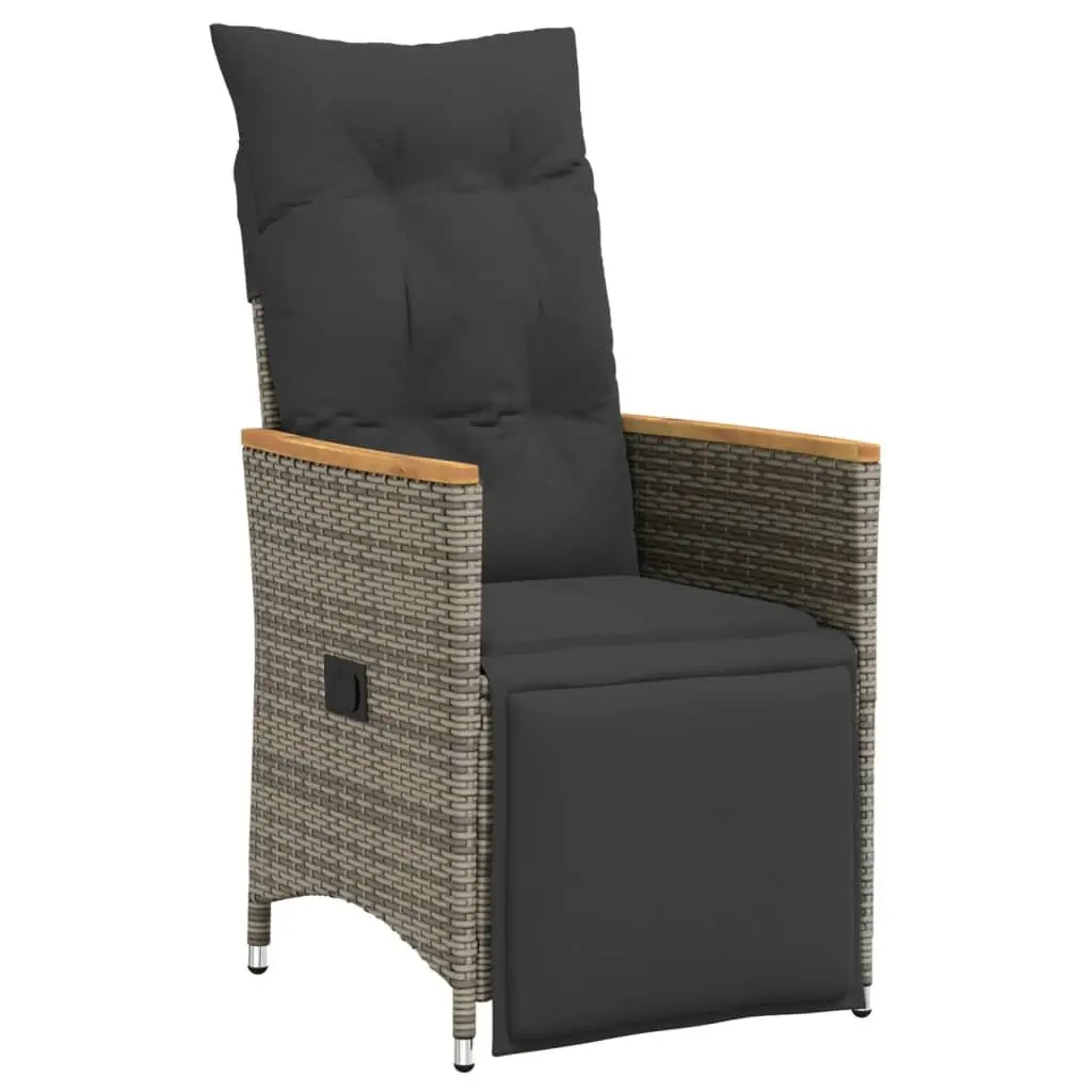 Garden Bistro Set 3 Piece Outdoor Furniture Grey Poly Rattan with Cushions