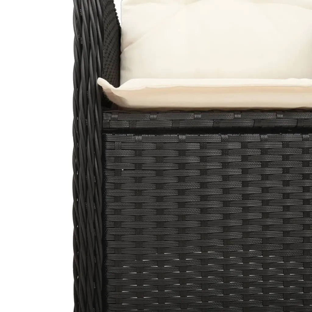 5 Piece Garden Bistro Set Black Poly Rattan Outdoor Furniture with Cushions