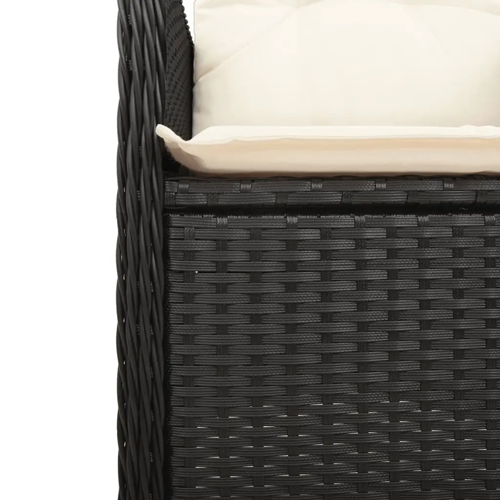 7 Piece Garden Bistro Set Black Poly Rattan Outdoor Furniture with Cushions