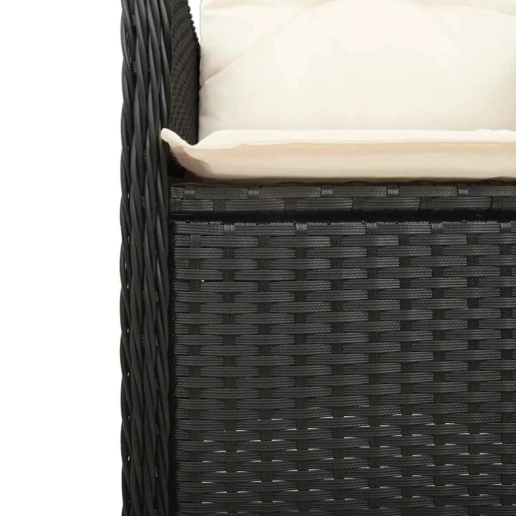 Outdoor Bistro Set 3 Piece Garden Furniture with Cushions Black Poly Rattan