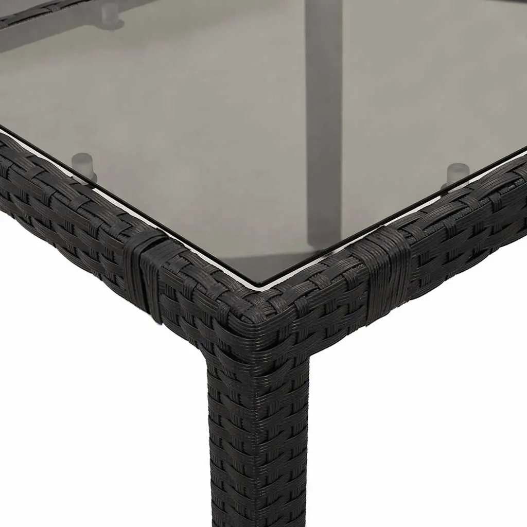 7 Piece Garden Bistro Set Outdoor Furniture Black Poly Rattan Cushions Balcony