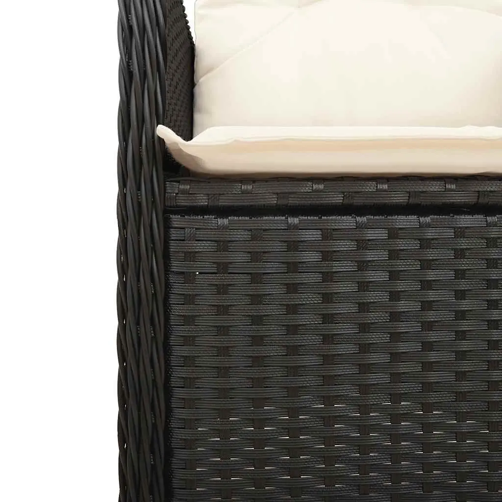 7 Piece Garden Bistro Set Poly Rattan Chairs Table Black