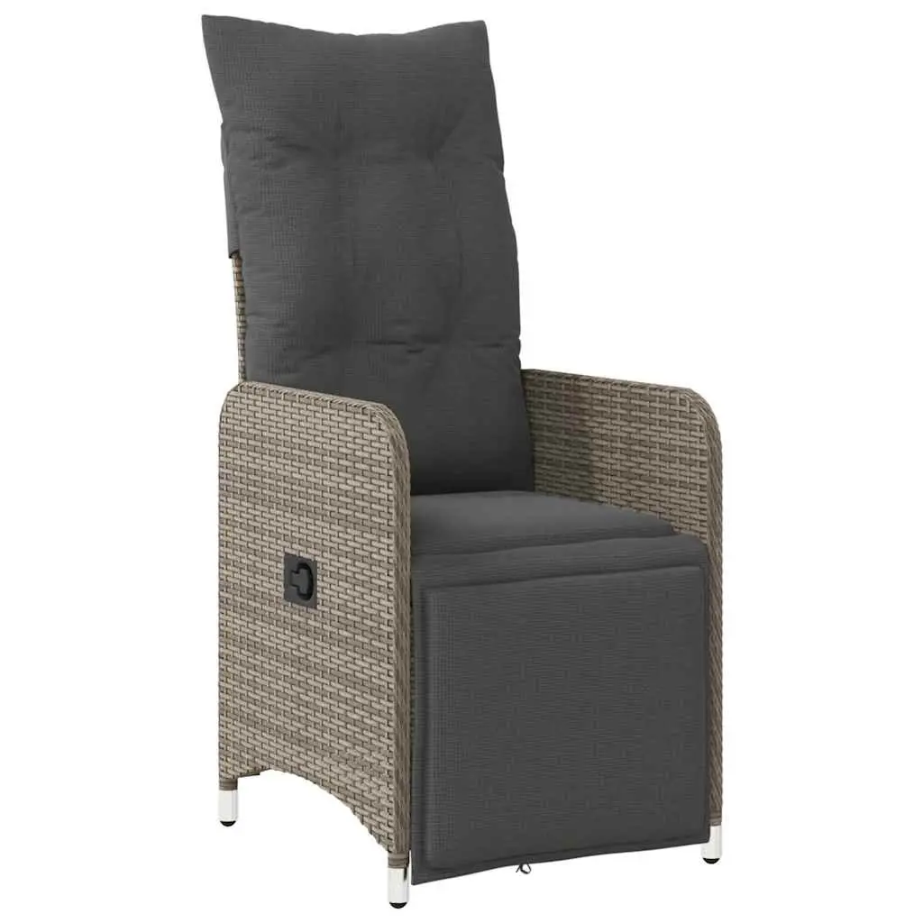 Garden Bistro Set 7 Piece Grey Poly Rattan Outdoor Furniture with Cushions