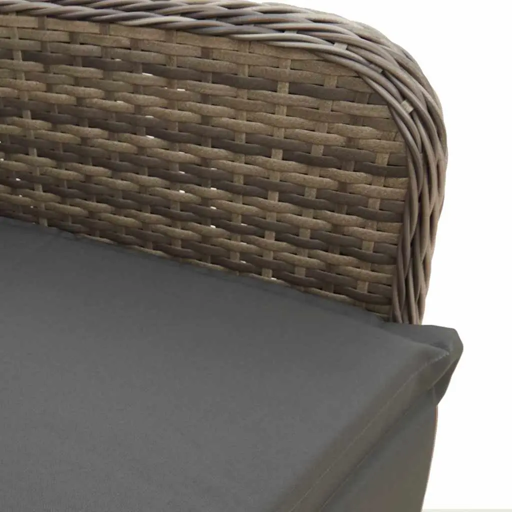 9 Piece Grey Outdoor Bistro Set Garden Furniture Poly Rattan Chairs Table