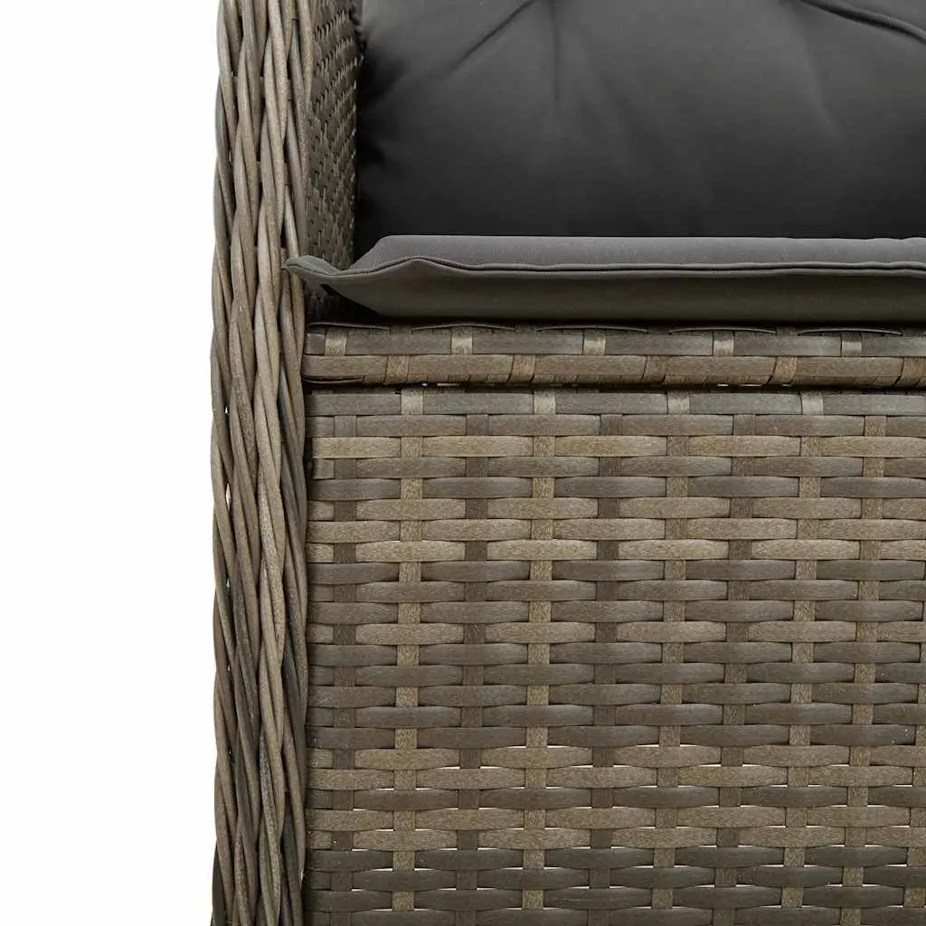 5 Piece Garden Bistro Set Grey Poly Rattan Outdoor Furniture with Cushions