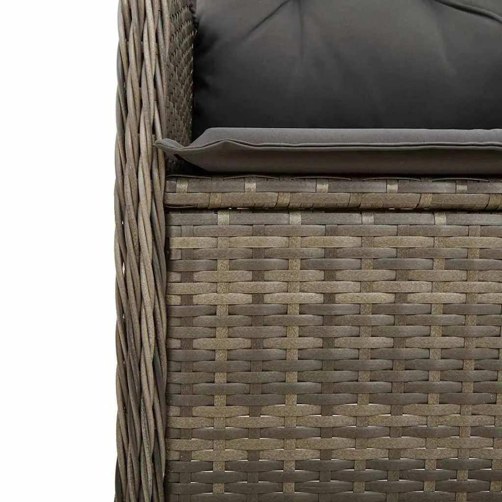 Outdoor Bistro Set 5 Piece Grey Poly Rattan Garden Furniture with Cushions