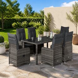 Garden Bistro Set 5 Piece Outdoor Furniture Grey Poly Rattan Table Chairs
