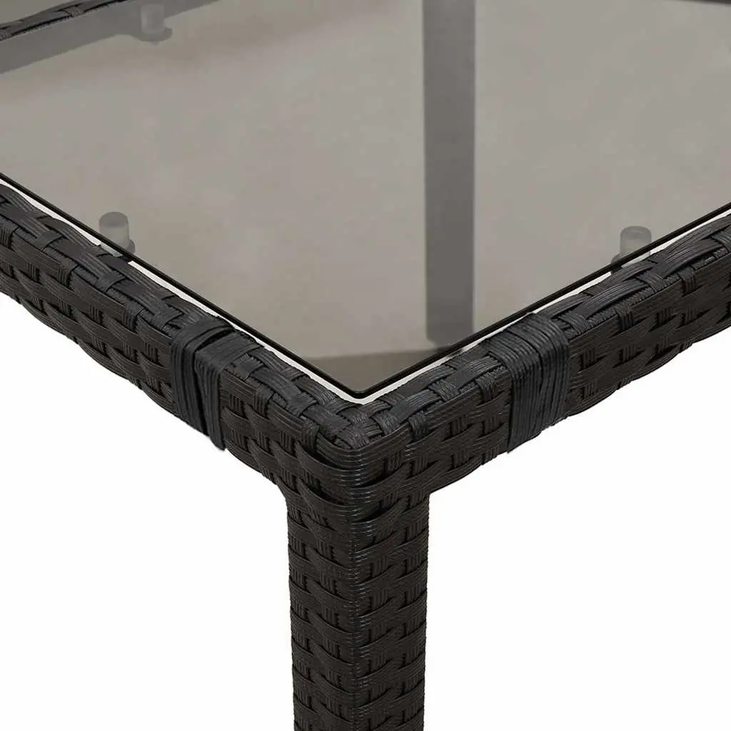 3 Piece Garden Bistro Set with Cushions Black Poly Rattan Outdoor Furniture