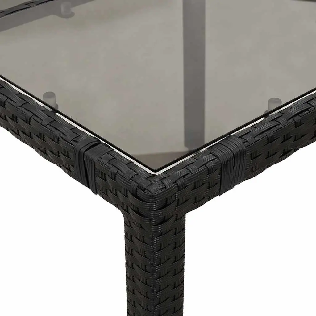 Garden Bistro Set 5 Piece Outdoor Furniture Black PE Rattan with Cushions