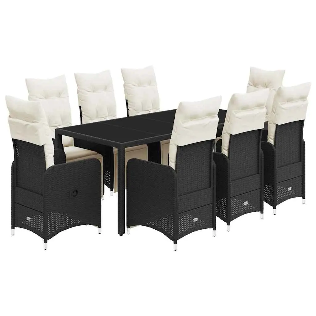 Outdoor Bistro Furniture Set 9 Piece Garden Seating PE Rattan with Cushions