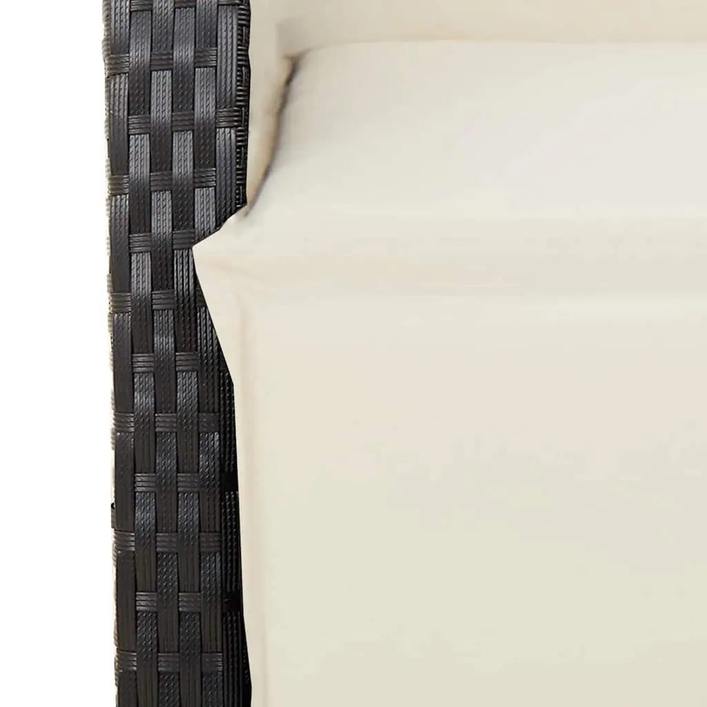 Garden Bistro Set 11 Piece Outdoor Furniture Black Poly Rattan with Cushions