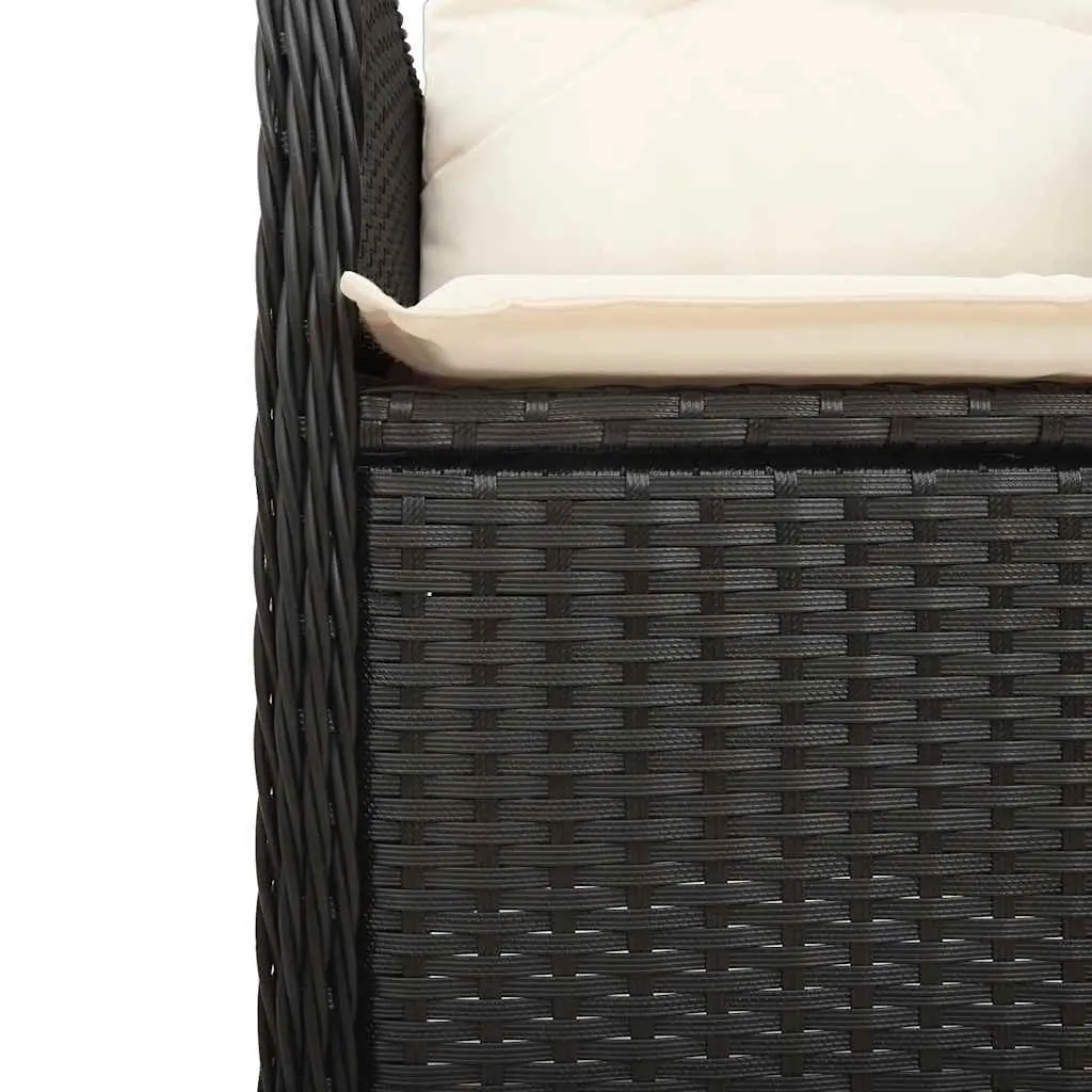 11 Piece Garden Bistro Set Black Poly Rattan with Cushions Outdoor Furniture