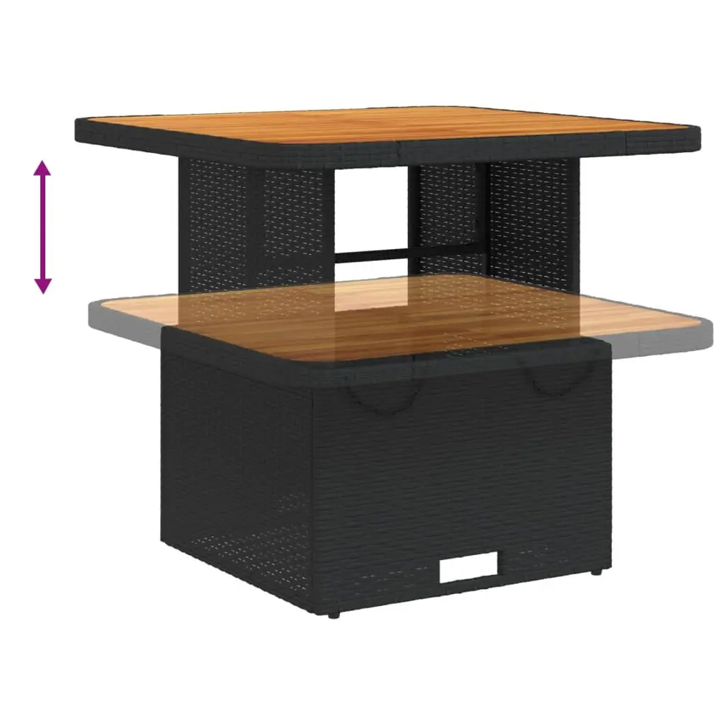 Garden Dining Set 5 Piece Outdoor Furniture Black Rattan Adjustable Table