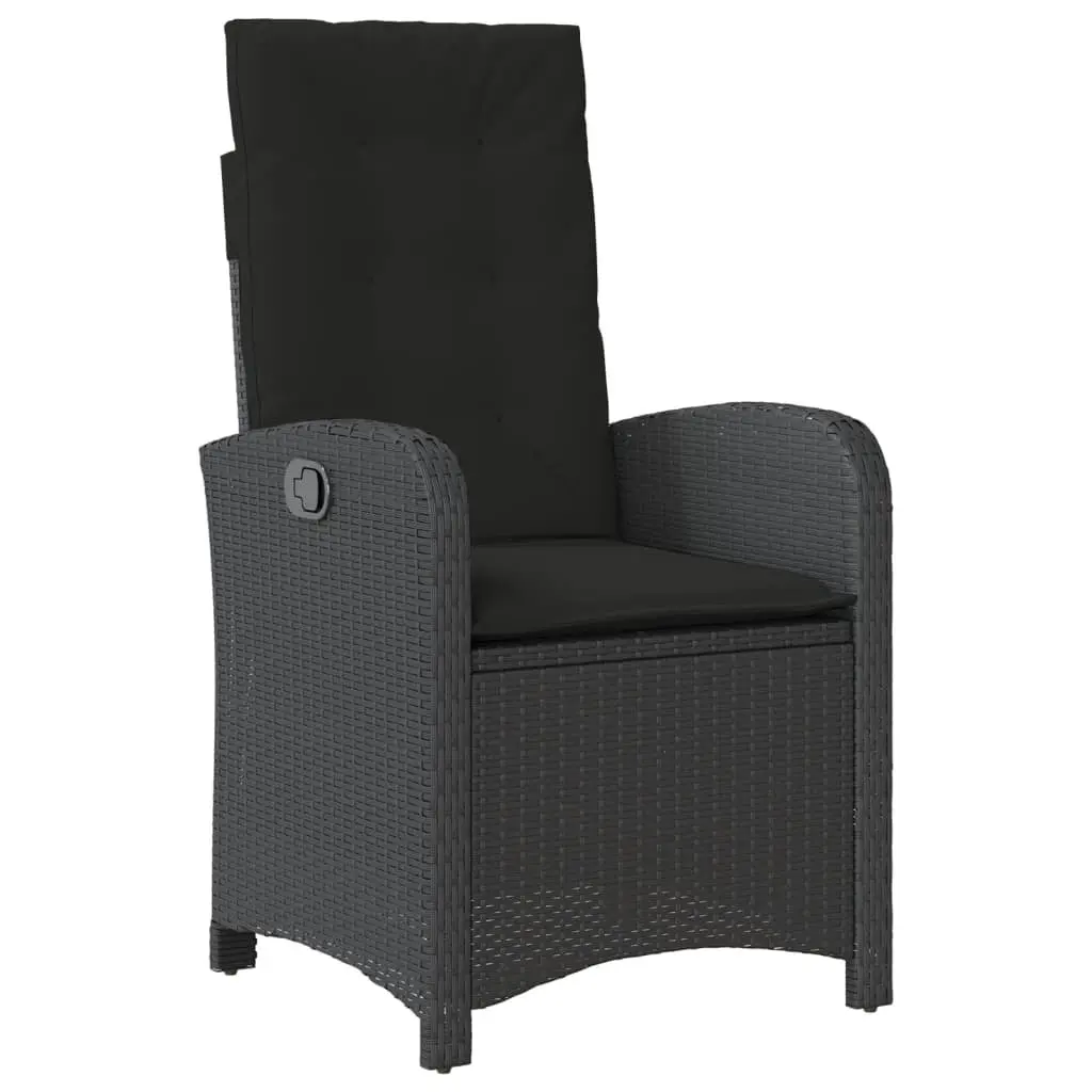 4 Piece Garden Dining Set Outdoor Furniture Black Poly Rattan with Cushions