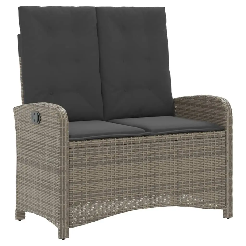 Garden Dining Set 2 Piece Outdoor Furniture Grey Poly Rattan Adjustable Cushions
