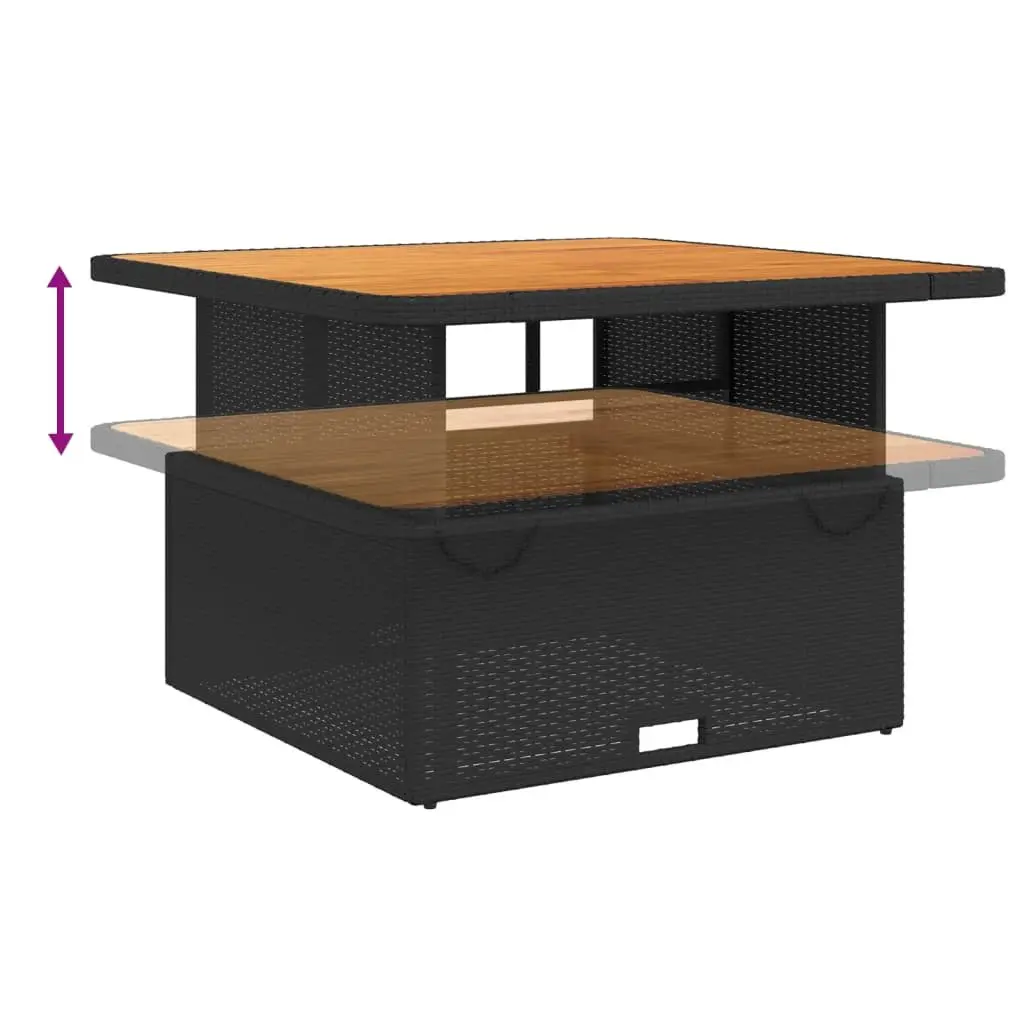 5 Piece Outdoor Garden Dining Set Adjustable Table Black Poly Rattan