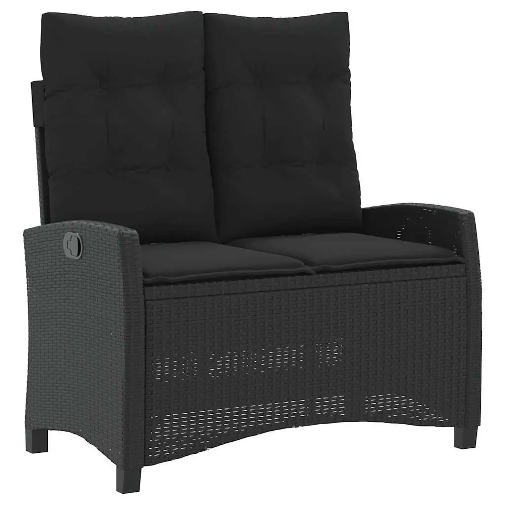 Garden Dining Set 2 Piece Outdoor Furniture Black Poly Rattan Adjustable