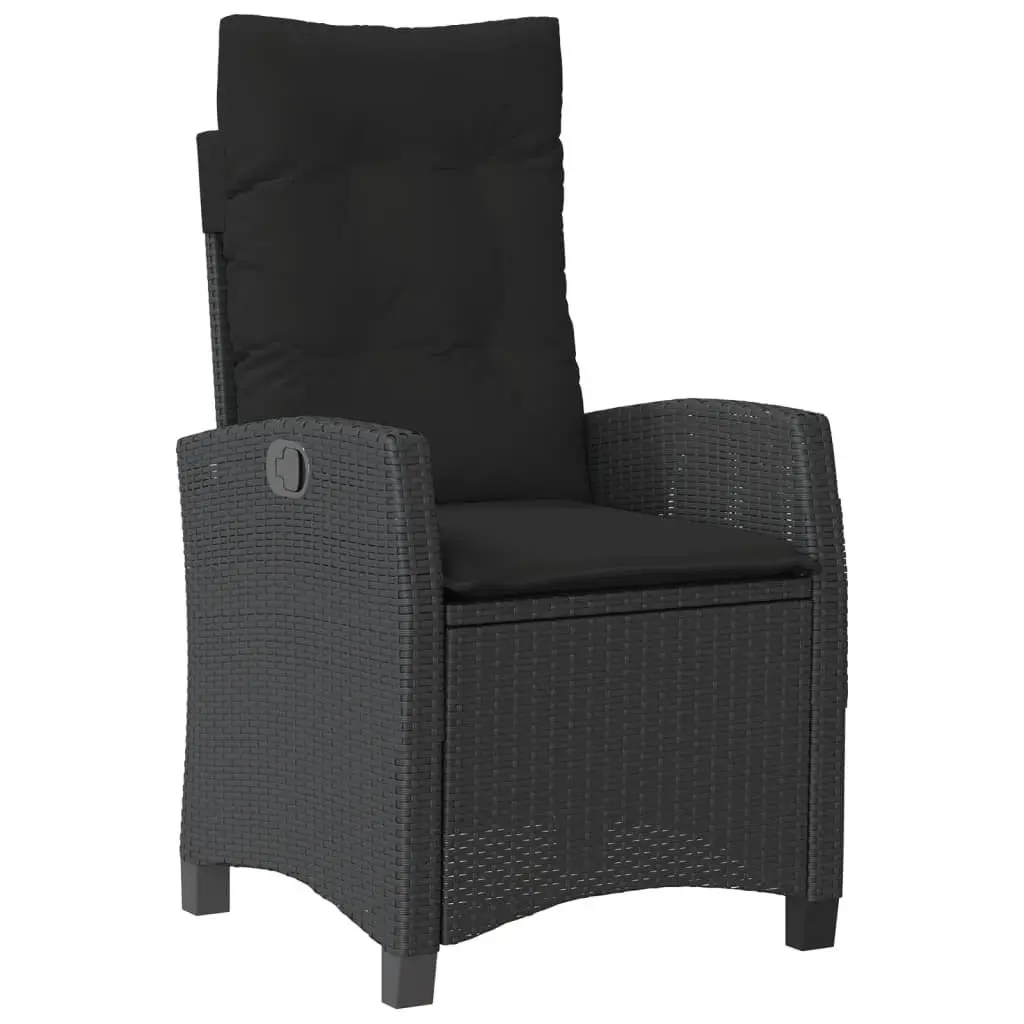 Outdoor Dining Set 4 Piece Garden Furniture Black Poly Rattan with Cushions