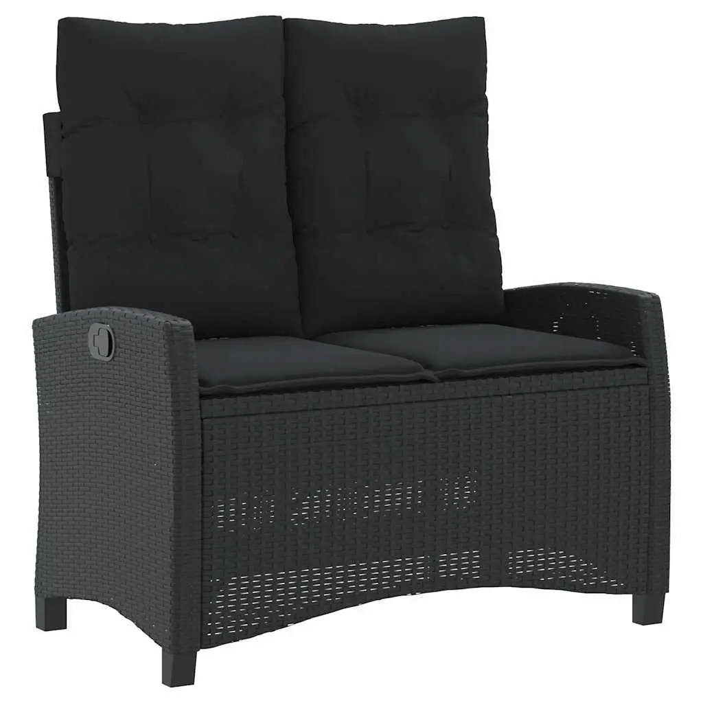 Garden Dining Set 2 Piece Adjustable Black Poly Rattan Outdoor Furniture