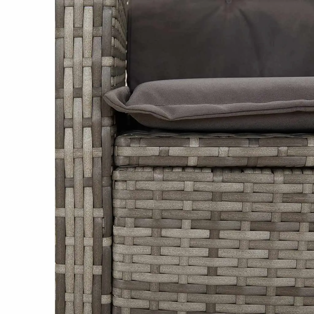 Garden Dining Set 2 Piece Outdoor Furniture with Cushions Grey Rattan Patio
