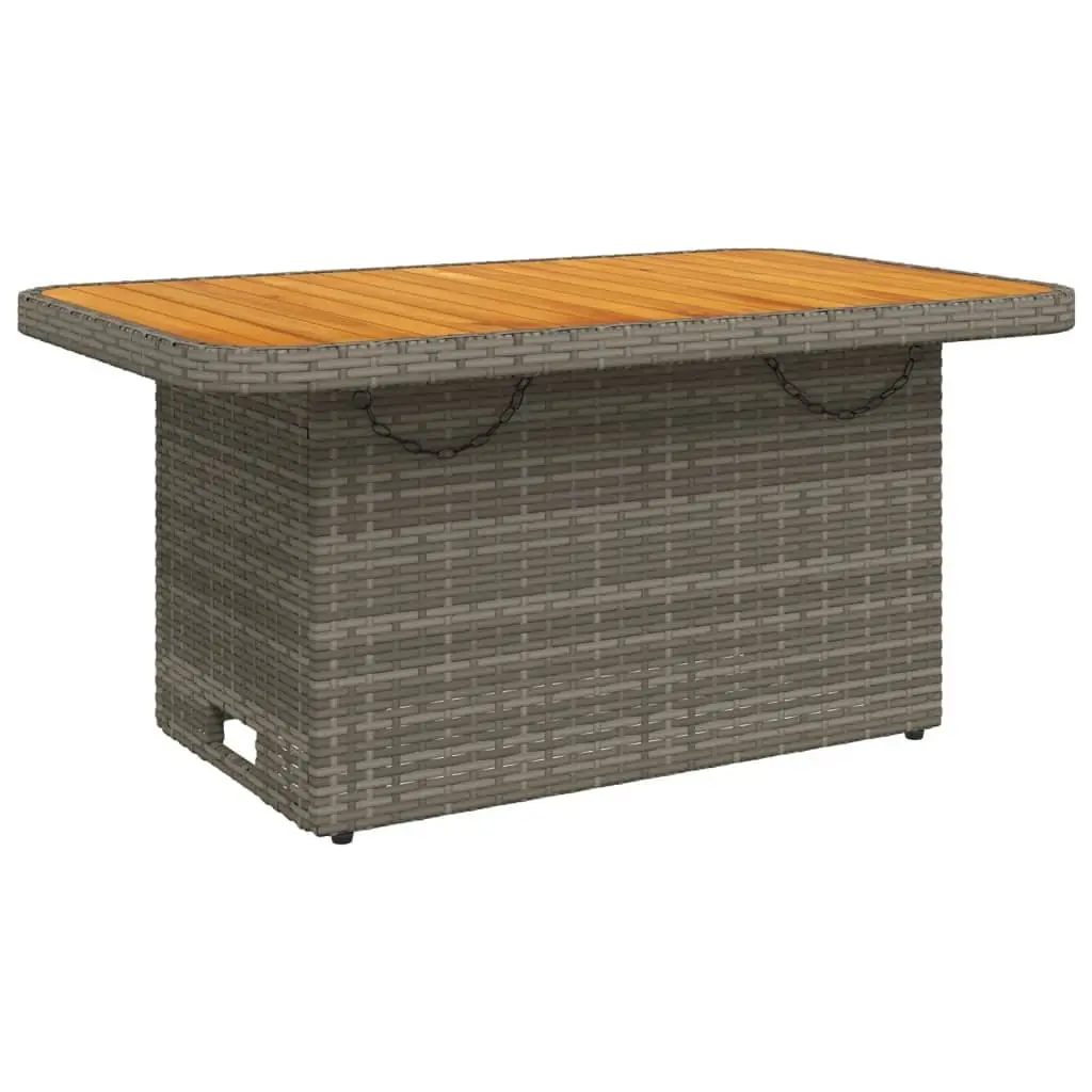 4 Piece Garden Dining Set with Adjustable Backrest Lift Top Table Grey Cushions
